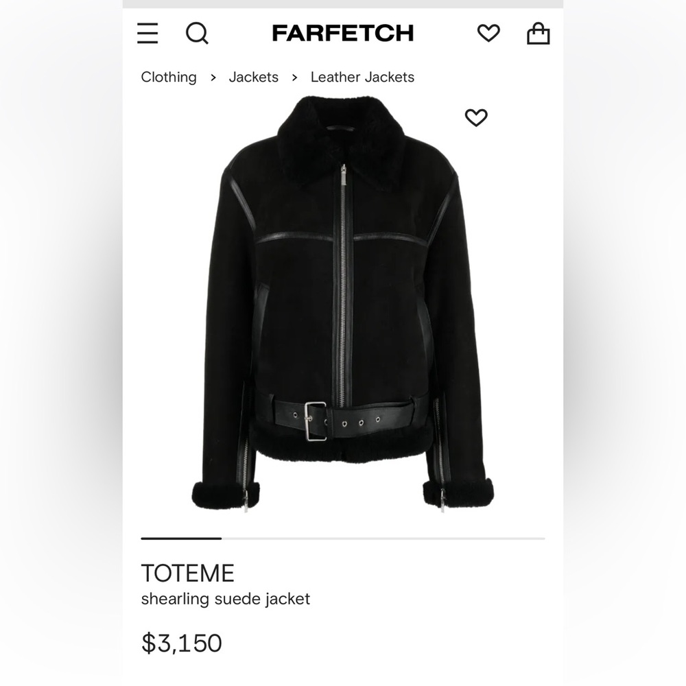 Toteme Shearling Aviator Jacket Black Size 40